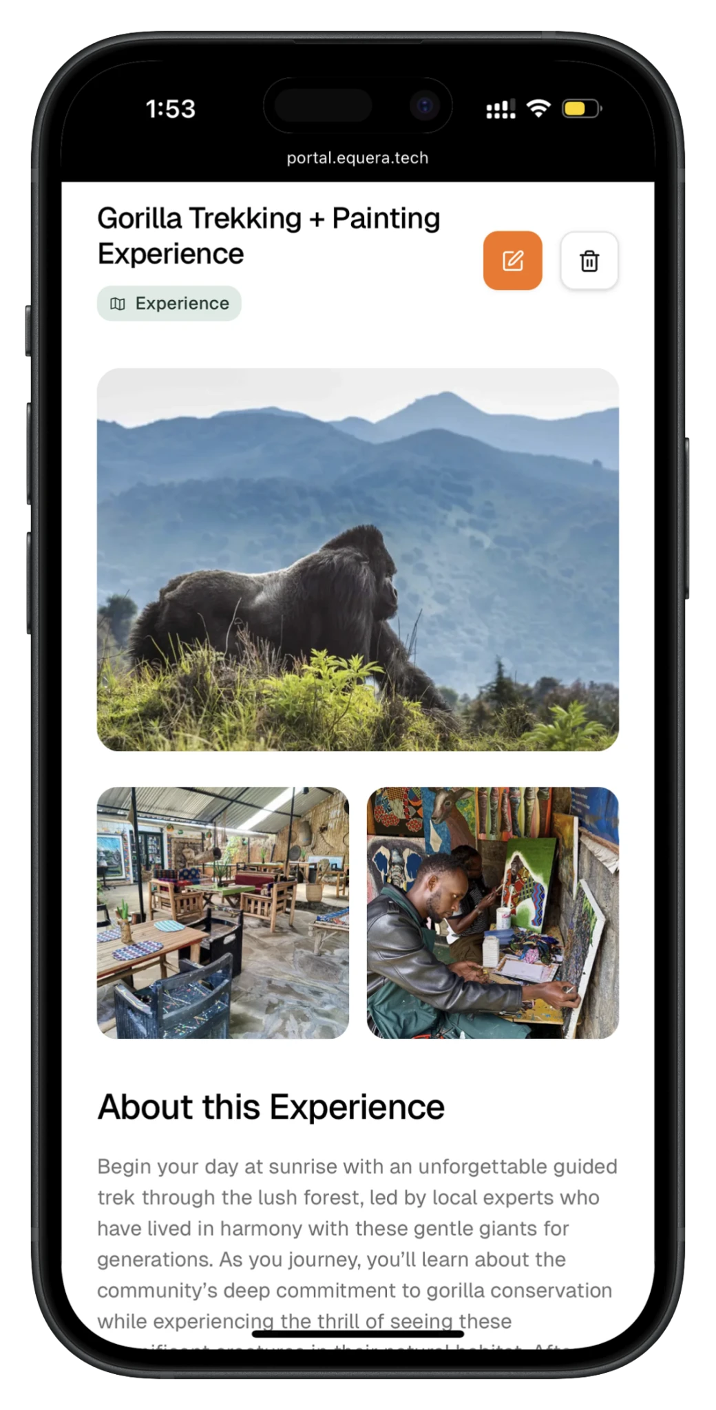 Equera experience on mobile